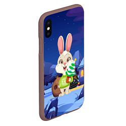 Чехол iPhone XS Max матовый Зайчик с елочкой и подарками, цвет: 3D-коричневый — фото 2