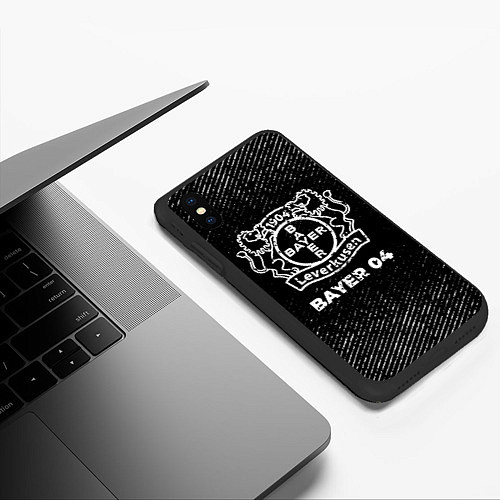 Чехол iPhone XS Max матовый Bayer 04 с потертостями на темном фоне / 3D-Черный – фото 3