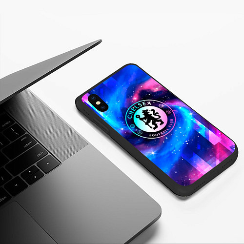 Чехол iPhone XS Max матовый Chelsea неоновый космос / 3D-Черный – фото 3