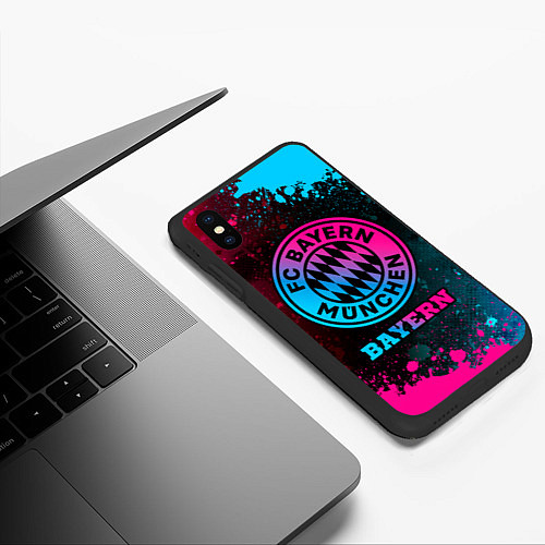 Чехол iPhone XS Max матовый Bayern - neon gradient / 3D-Черный – фото 3