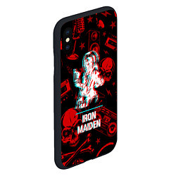 Чехол iPhone XS Max матовый Iron Maiden rock glitch, цвет: 3D-черный — фото 2