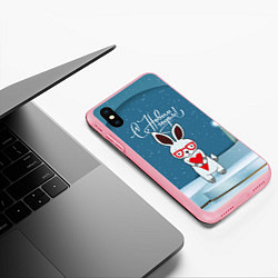 Чехол iPhone XS Max матовый С новым годом! зайчик с средечком, цвет: 3D-баблгам — фото 2