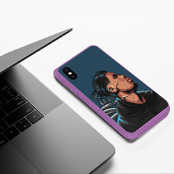 Чехол iPhone XS Max матовый Мулат-киберпанк, цвет: 3D-фиолетовый — фото 2