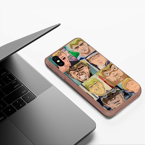 Чехол iPhone XS Max матовый Лицо ГТО / 3D-Коричневый – фото 3