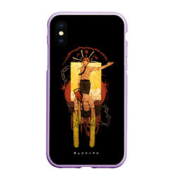 Чехол iPhone XS Max матовый Макима и пила, цвет: 3D-сиреневый