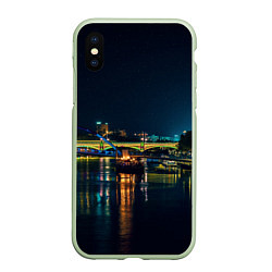 Чехол iPhone XS Max матовый Неоновый ночной город, цвет: 3D-салатовый