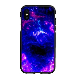 Чехол iPhone XS Max матовый Неоновый космос со звездами, цвет: 3D-черный