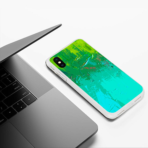 Чехол iPhone XS Max матовый Абстрактные краски - текстура / 3D-Белый – фото 3