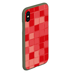 Чехол iPhone XS Max матовый Красный паттерн из кубов, цвет: 3D-темно-зеленый — фото 2