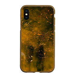 Чехол iPhone XS Max матовый Чёрный туман и золотые краски, цвет: 3D-коричневый