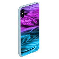 Чехол iPhone XS Max матовый Синий с фиолетовым размытый абстрактный узор, цвет: 3D-голубой — фото 2