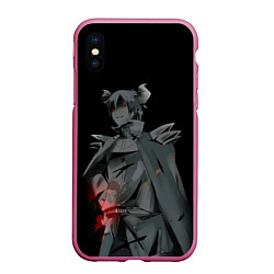Чехол iPhone XS Max матовый Повелитель тьмы на подработке - Демон Садао, цвет: 3D-малиновый