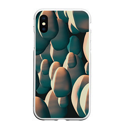 Чехол iPhone XS Max матовый Множество абстрактных летающих камней, цвет: 3D-белый