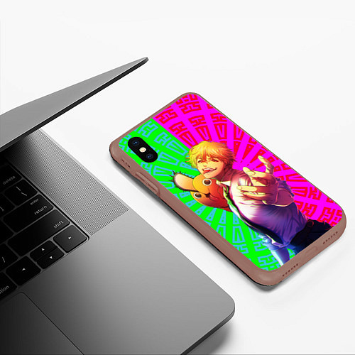 Чехол iPhone XS Max матовый Дэнзи с Потитой на плече / 3D-Коричневый – фото 3