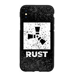 Чехол iPhone XS Max матовый Rust с потертостями на темном фоне, цвет: 3D-черный