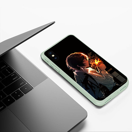 Чехол iPhone XS Max матовый Дазай Осаму - Бродячие псы / 3D-Салатовый – фото 3
