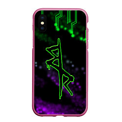 Чехол iPhone XS Max матовый Логотип киберпанков из Cyberpunk: edgerunners, цвет: 3D-малиновый