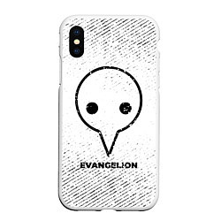 Чехол iPhone XS Max матовый Evangelion с потертостями на светлом фоне, цвет: 3D-белый