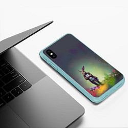 Чехол iPhone XS Max матовый Кролик на стиле, цвет: 3D-мятный — фото 2