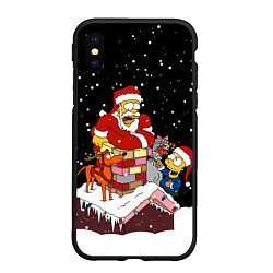 Чехол iPhone XS Max матовый Симпсоны новогодний, цвет: 3D-черный