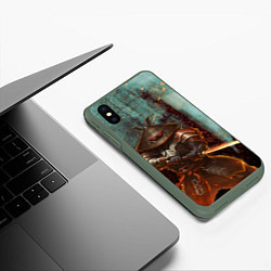 Чехол iPhone XS Max матовый Кодзуки, цвет: 3D-темно-зеленый — фото 2