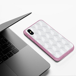 Чехол iPhone XS Max матовый Абстрактная серая геометрическая текстура, цвет: 3D-розовый — фото 2
