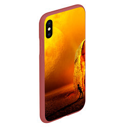 Чехол iPhone XS Max матовый Оранжевый космос и луна, цвет: 3D-красный — фото 2