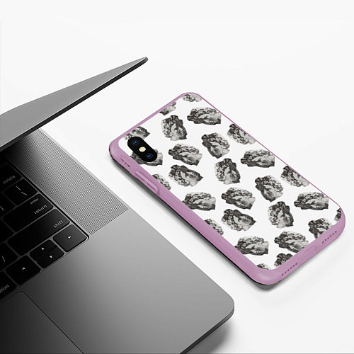 Чехол iPhone XS Max матовый Аполлон - паттерн / 3D-Сиреневый – фото 3