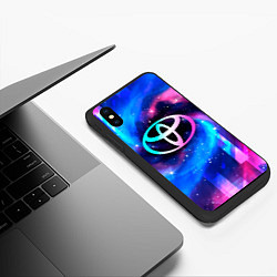 Чехол iPhone XS Max матовый Toyota неоновый космос, цвет: 3D-черный — фото 2