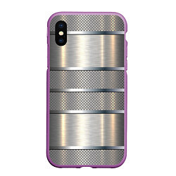 Чехол iPhone XS Max матовый Металлические полосы - текстура алюминия, цвет: 3D-фиолетовый