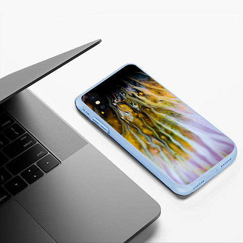 Чехол iPhone XS Max матовый Красочные абстрактные волны и линии / 3D-Голубой – фото 3