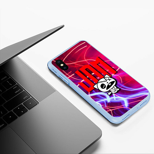 Чехол iPhone XS Max матовый JDM style - одноглазый котик / 3D-Голубой – фото 3