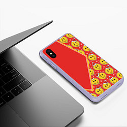 Чехол iPhone XS Max матовый Новогодние смайлы, цвет: 3D-светло-сиреневый — фото 2