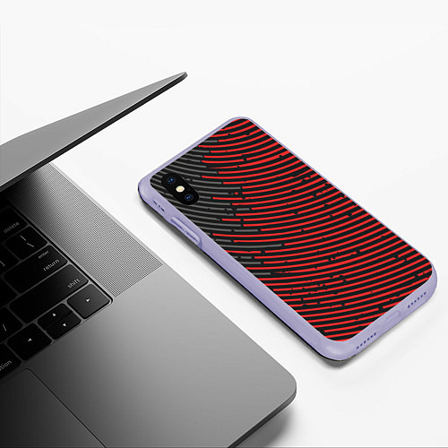 Чехол iPhone XS Max матовый Красно-серые круги / 3D-Светло-сиреневый – фото 3