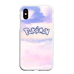 Чехол iPhone XS Max матовый Pokemon sky clouds, цвет: 3D-белый