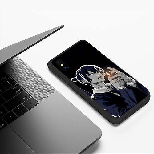 Чехол iPhone XS Max матовый Аки Хаякава на темном фоне / 3D-Черный – фото 3