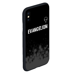 Чехол iPhone XS Max матовый Evangelion glitch на темном фоне: символ сверху, цвет: 3D-черный — фото 2