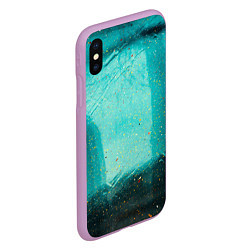 Чехол iPhone XS Max матовый Сине-зелёный туман и мазки красок, цвет: 3D-сиреневый — фото 2