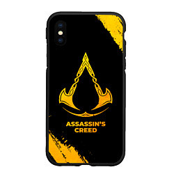 Чехол iPhone XS Max матовый Assassins Creed - gold gradient, цвет: 3D-черный