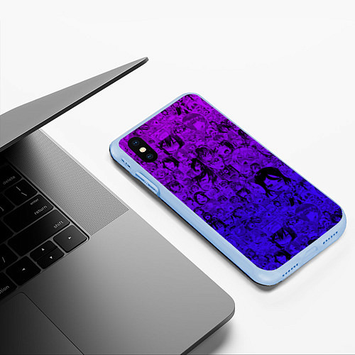 Чехол iPhone XS Max матовый Ахегао яркий градиент / 3D-Голубой – фото 3