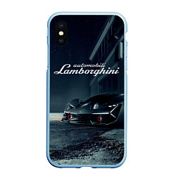 Чехол iPhone XS Max матовый Lamborghini - power - Italy, цвет: 3D-голубой