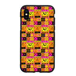 Чехол iPhone XS Max матовый Colored patterned ornament, цвет: 3D-черный