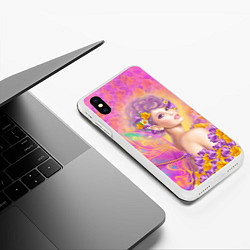 Чехол iPhone XS Max матовый Розовая фея бабочка, цвет: 3D-белый — фото 2