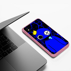 Чехол iPhone XS Max матовый Радужные друзья - персонаж Синий, цвет: 3D-малиновый — фото 2