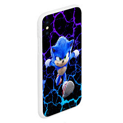 Чехол iPhone XS Max матовый Sonic неоновый мрамор, цвет: 3D-белый — фото 2