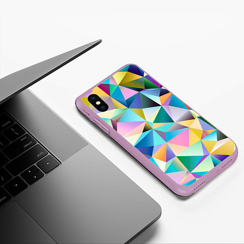 Чехол iPhone XS Max матовый Полигональная текстура / 3D-Сиреневый – фото 3