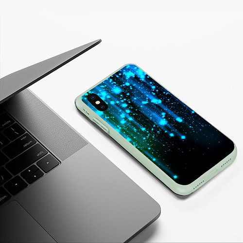 Чехол iPhone XS Max матовый Space - starfall / 3D-Салатовый – фото 3