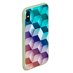Чехол iPhone XS Max матовый Объёмные разноцветные кубы, цвет: 3D-салатовый — фото 2