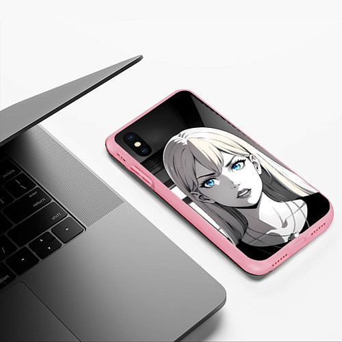 Чехол iPhone XS Max матовый Нейросеть - аниме блондинка / 3D-Баблгам – фото 3