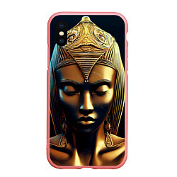 Чехол iPhone XS Max матовый Нейросеть - золотая статуя египетской царицы, цвет: 3D-баблгам
